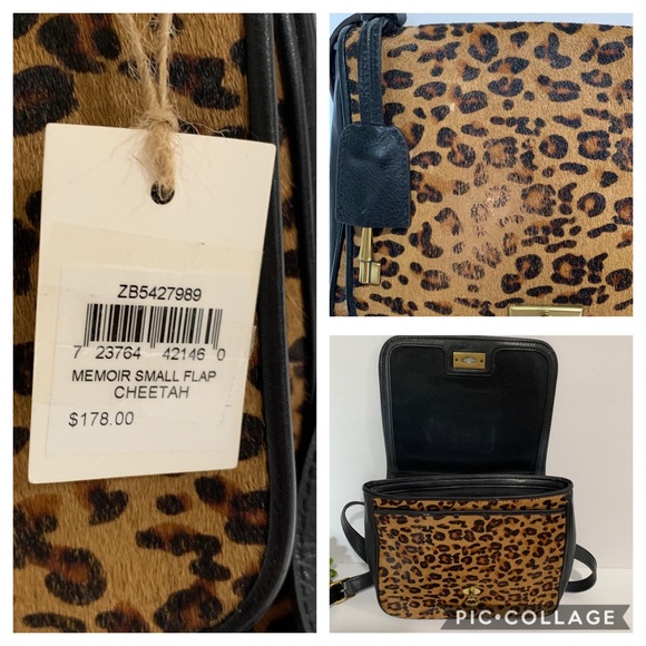 NWD Fossil Memoir Calf Hair Small Cheetah Flap Bag - Picture 7 of 10